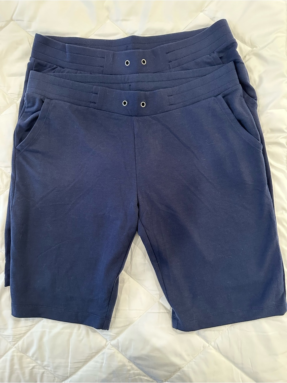 Two Pairs of Women’s Eddie Bauer Navy Drawstring Knit Shorts